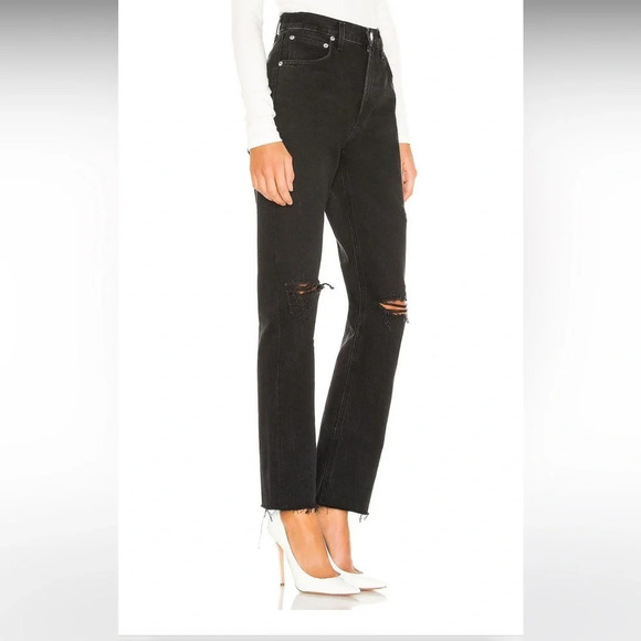 NWT AGOLDE Cherie High Rise Straight Punk Distress Jeans - Picture 4 of 9